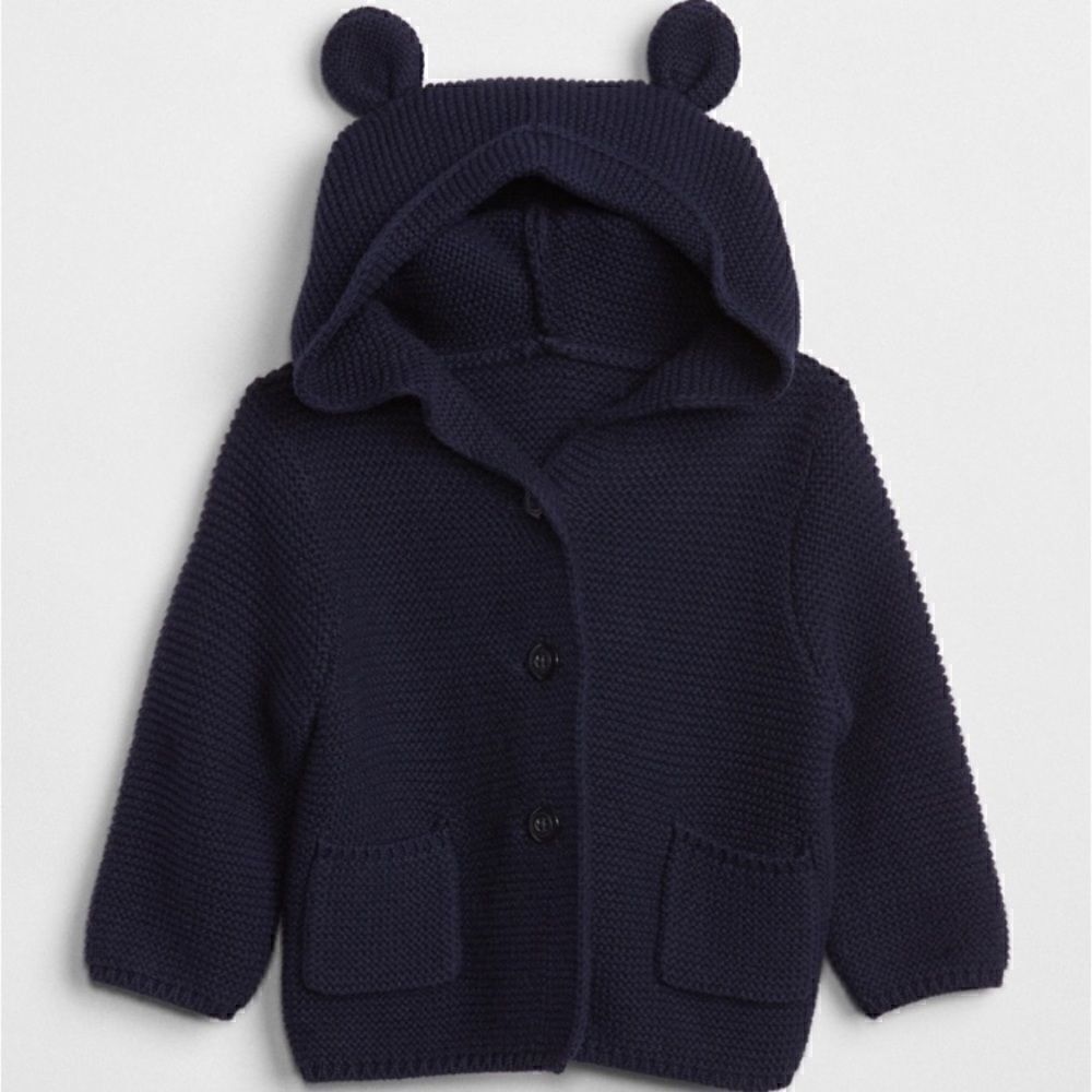 Baby Gap Navy Blue Brannan Bear Knit Cardigan Sweater